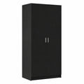 Armoire, avec rangement, avec portes, en chêne, coloris noir, 80 x 50,5 x 180 cm, pour la chambre