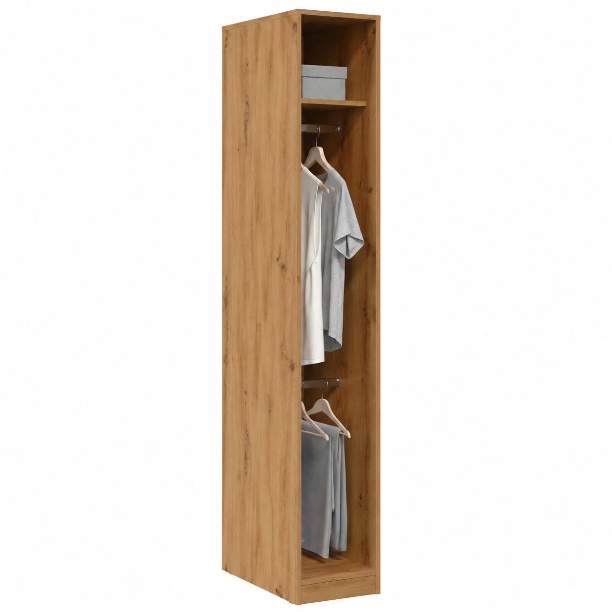 Armoire, avec rangement, avec étagères, en chêne, 30 x 50 x 200 cm, pour la chambre