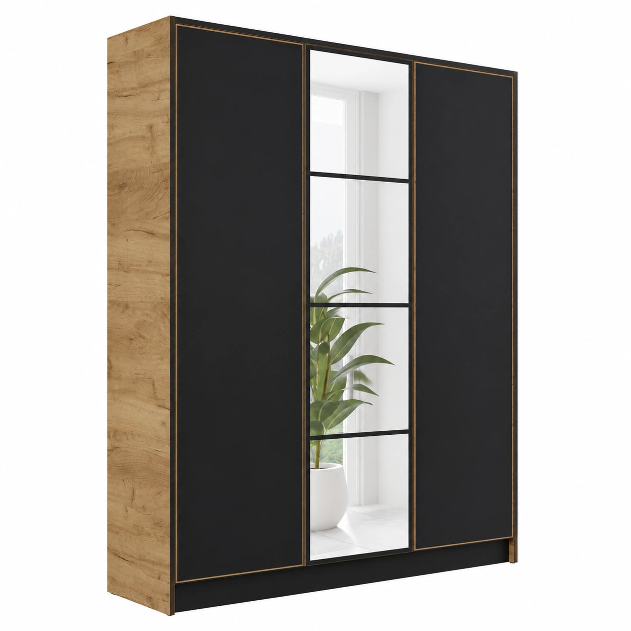 Armoire, 156,4 x 205 x 39 cm, coloris noir, pour la chambre