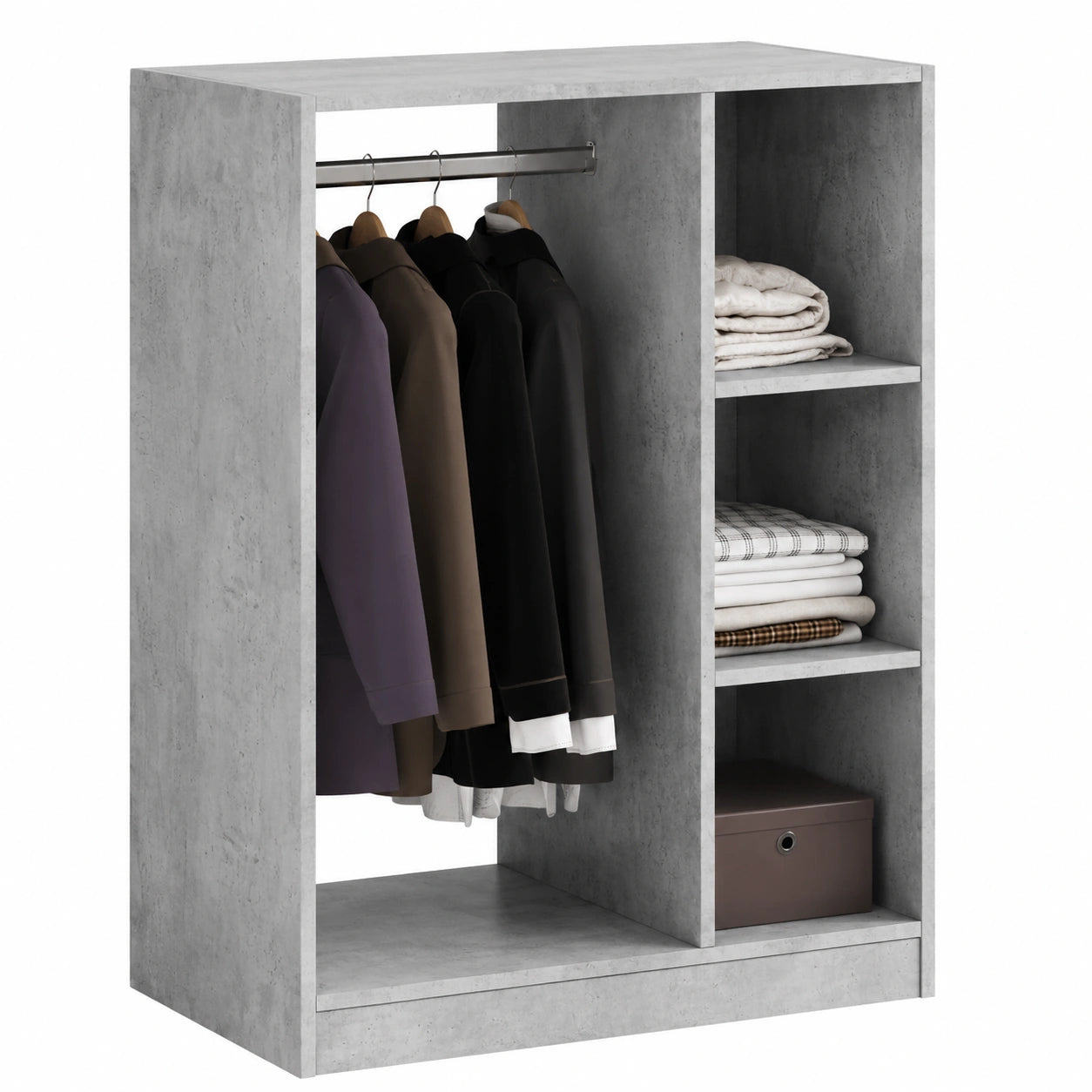Armoire, avec étagères, 77 x 48 x 102 cm, coloris gris, pour la chambre