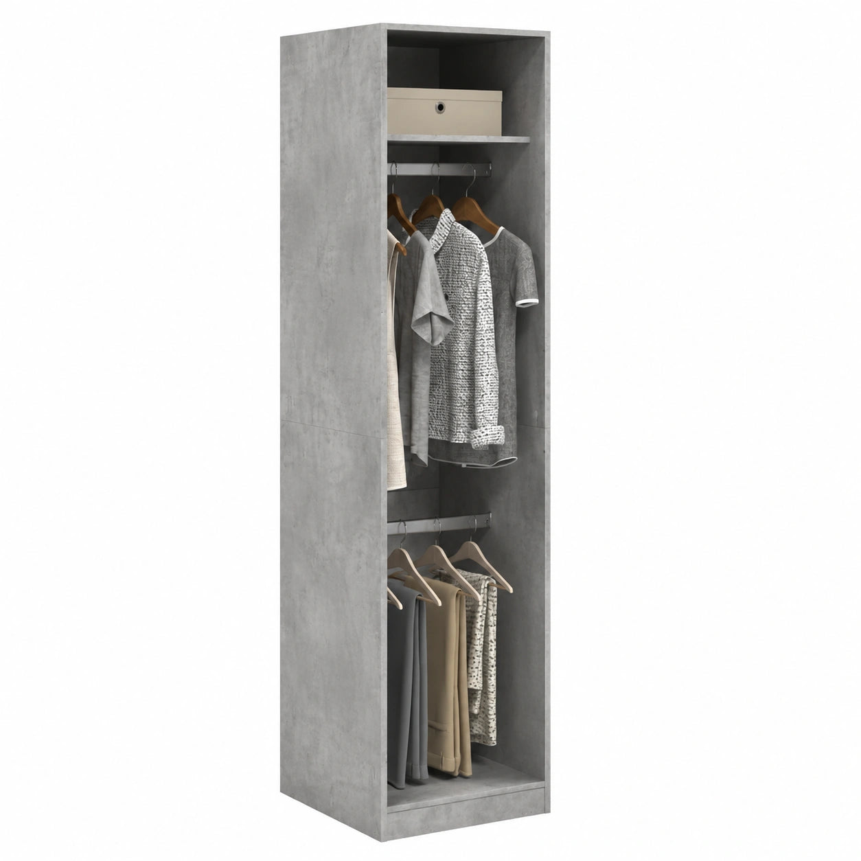 Armoire, avec rangement, avec étagères, 50 x 50 x 200 cm, coloris gris, pour la chambre