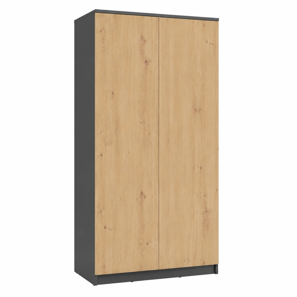 Armoire, en chêne, avec rangement, avec portes, coloris anthracite, pour la chambre