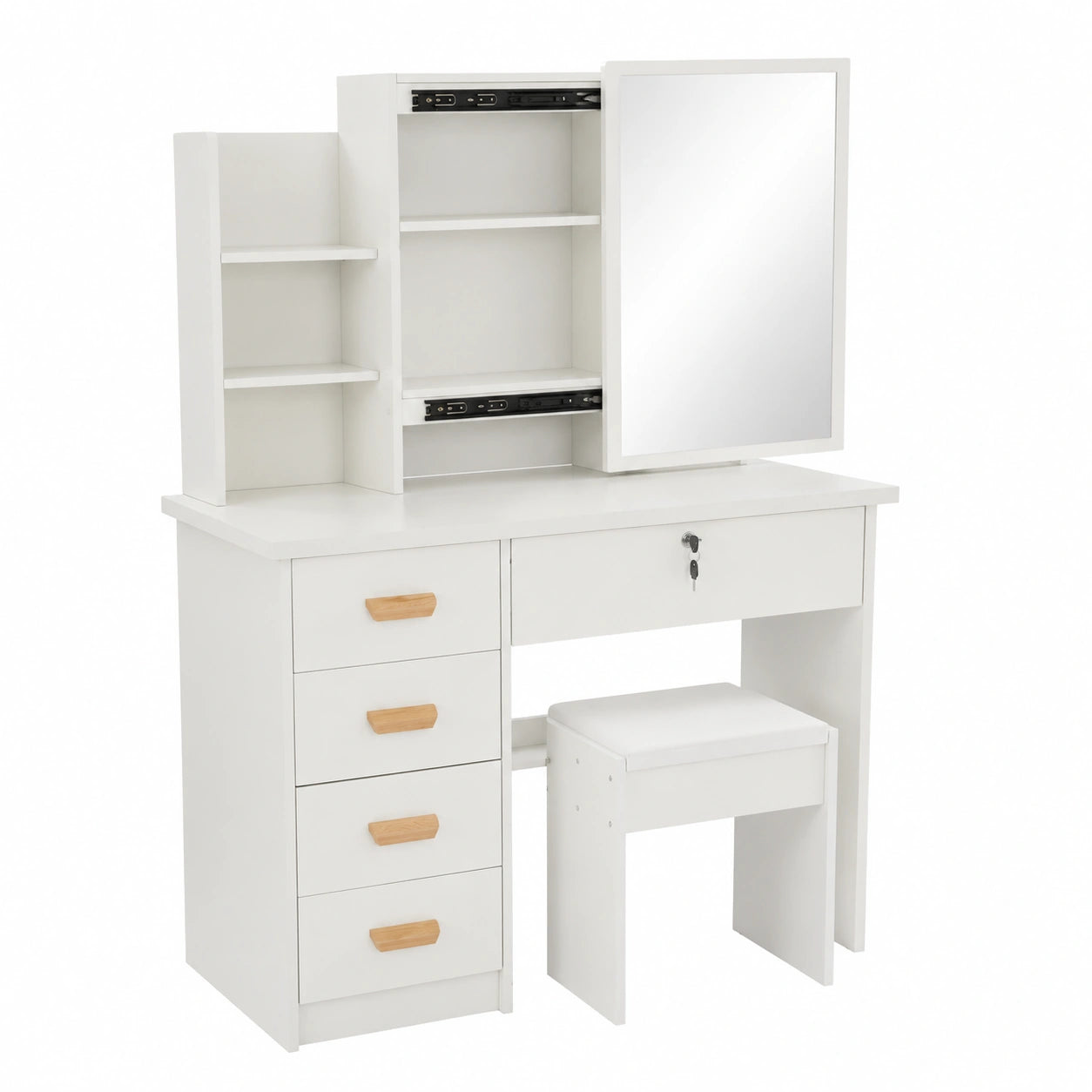 Armoire, avec rangement, avec tiroirs, coloris blanc, 35 x 80 x 128 cm, pour la chambre