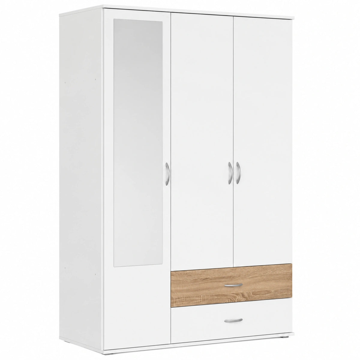 Armoire, avec tiroirs, avec portes, en chêne, 127 x 188 x 52 cm, coloris blanc, pour la chambre