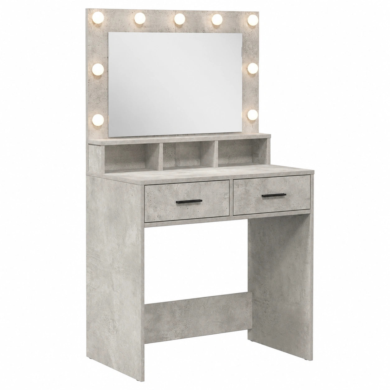 Armoire, avec rangement, avec tiroirs, avec éclairage LED, coloris gris, 79 x 41 x 135 cm, pour la chambre