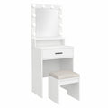 Armoire, avec tiroirs, avec éclairage LED, coloris blanc, 50 x 41 x 135 cm, pour la chambre