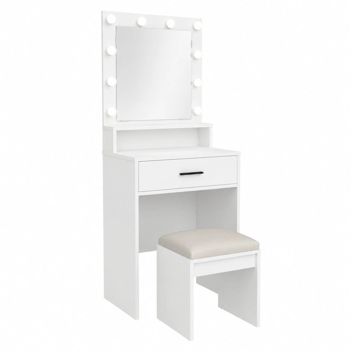 Armoire, avec tiroirs, avec éclairage LED, coloris blanc, 50 x 41 x 135 cm, pour la chambre
