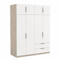 Armoire, avec tiroirs, avec portes, en chêne, coloris blanc, 160 x 50 x 200 cm, pour la chambre