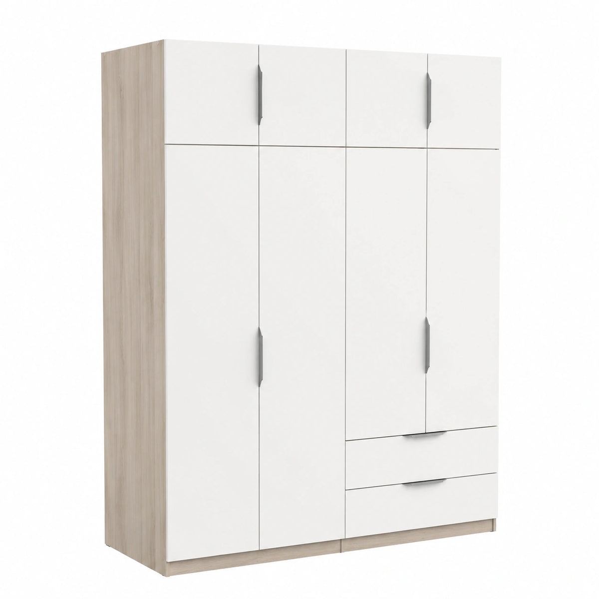 Armoire, avec tiroirs, avec portes, en chêne, coloris blanc, 160 x 50 x 200 cm, pour la chambre