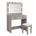 Armoire, avec tiroirs, avec éclairage LED, avec prise intégrée, coloris gris, 78,5 x 41 x 135 cm, pour la chambre