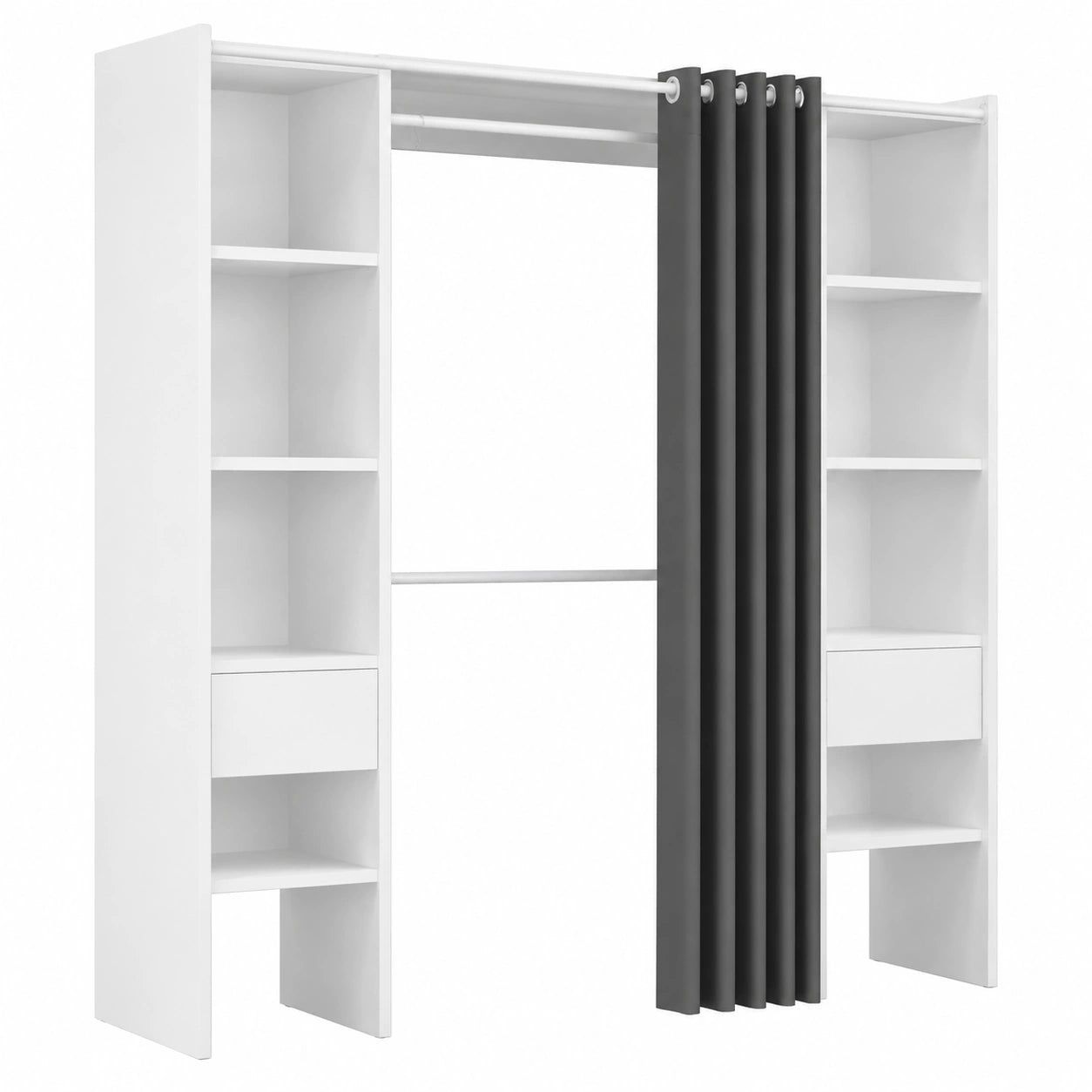 Armoire, extensible, avec étagères, 180 x 50 x 180 cm, coloris blanc et gris, pour la chambre