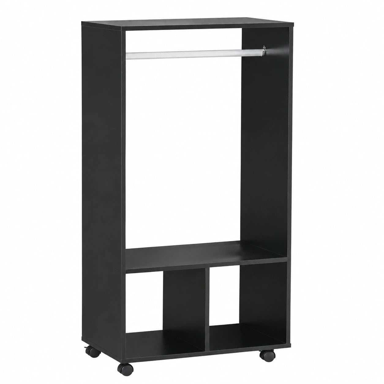 Armoire, sur roulettes, coloris noir, pour la chambre