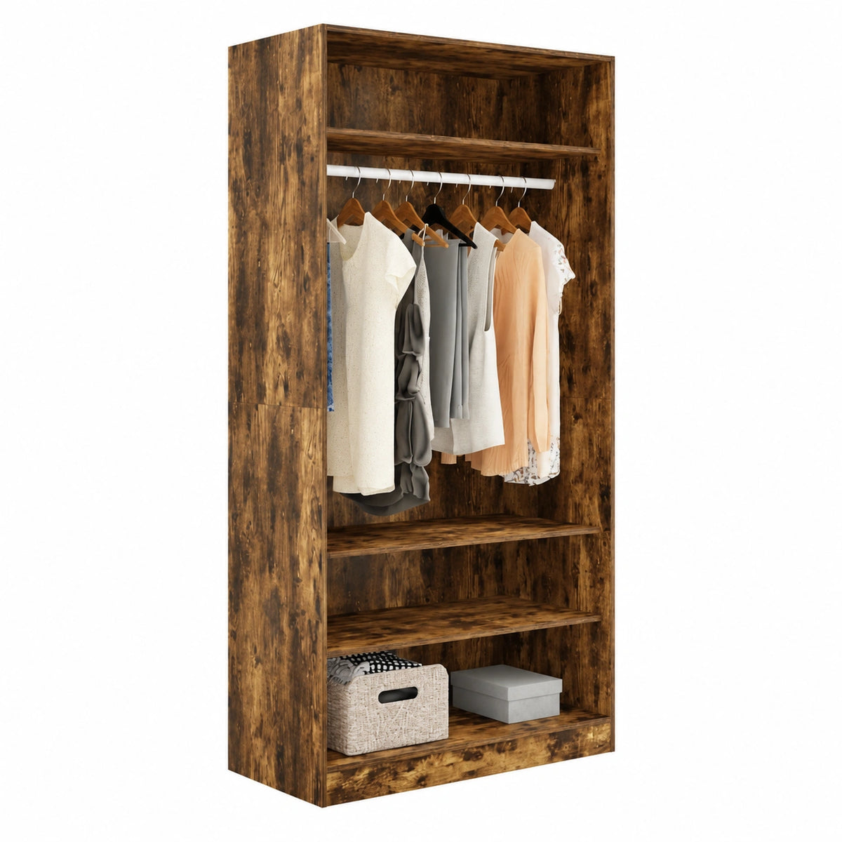 Armoire, avec rangement, avec étagères, en chêne, 100 x 50 x 200 cm, pour la chambre