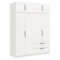 Armoire, avec tiroirs, avec portes, coloris blanc, 157,3 x 51,1 x 203 cm, pour la chambre