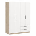 Armoire, avec tiroirs, avec portes, en chêne, coloris blanc, 157,3 x 51,1 x 203 cm, pour la chambre