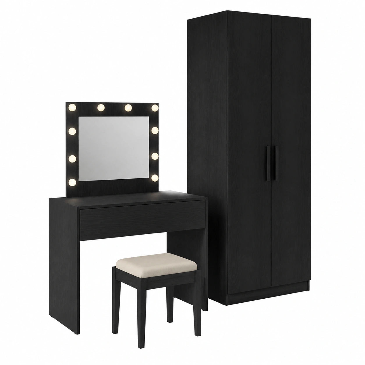 Armoire, avec rangement, avec tiroirs, avec prise intégrée, coloris noir, 83 x 40 x 70 cm, pour la chambre