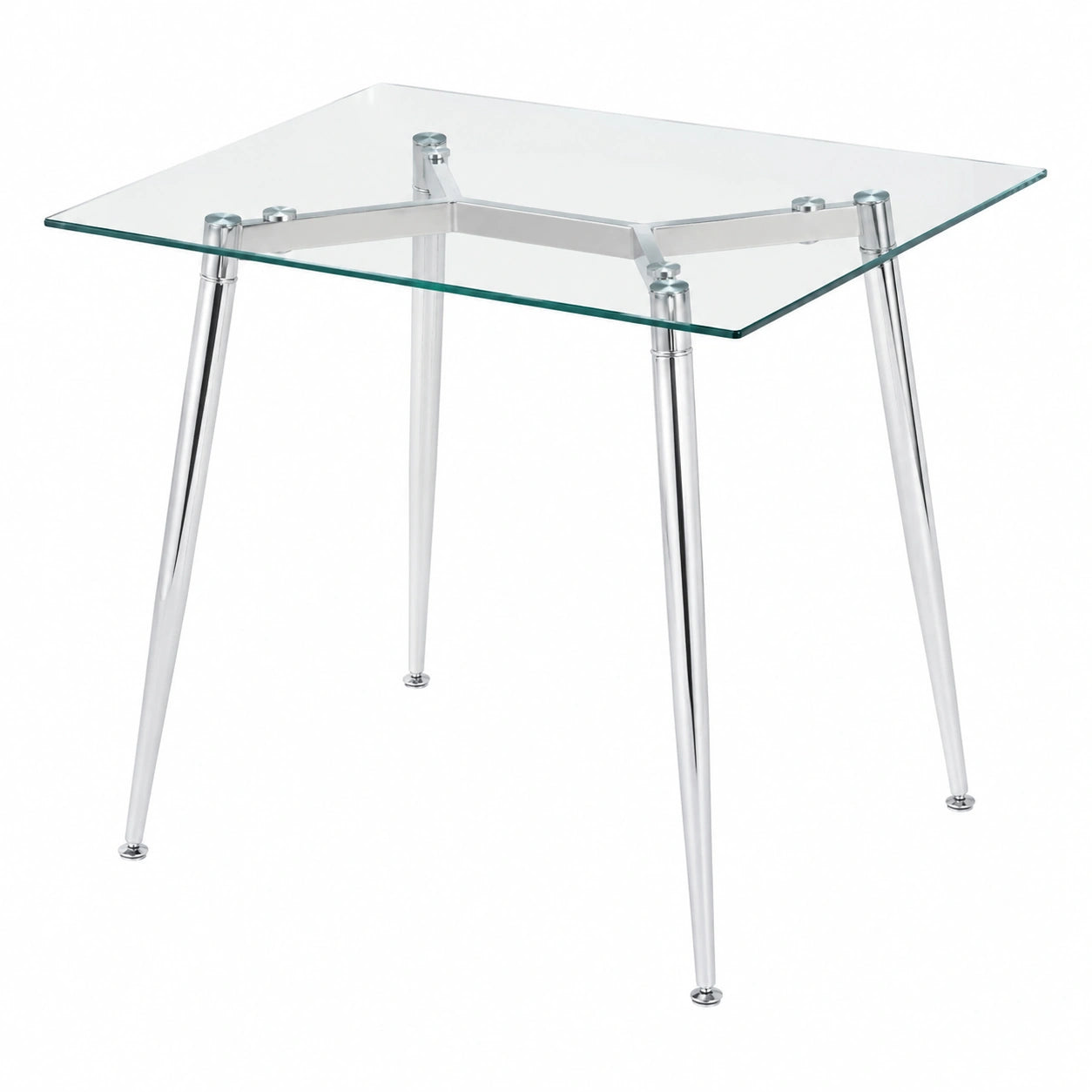 Table à manger, en métal et verre, 80 x 60 cm, pour la salle à manger