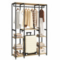 Portant à vêtements, avec rangement, en chêne et panneaux de bois, coloris noir, pour la chambre ou l’entrée