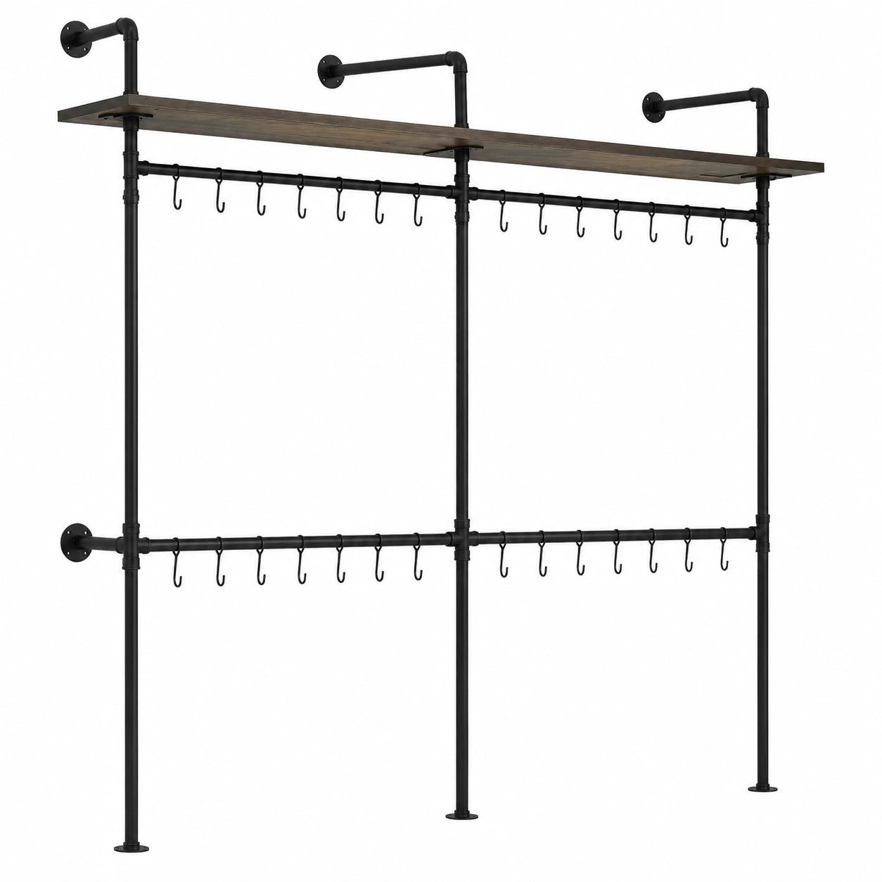 Armoire, avec étagères, avec portes, en métal, coloris noir, 202 x 40 x 230 cm, pour la chambre